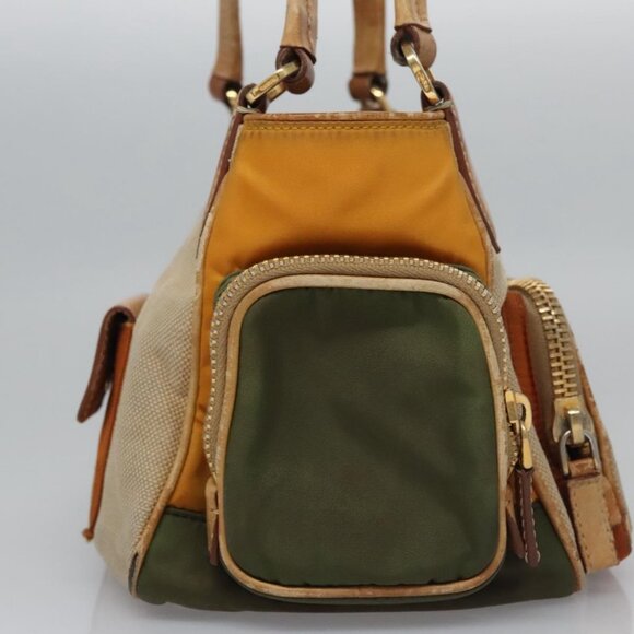 PRADA Hand Bag Canvas Beige Gold Auth EC435 - Picture 5 of 16